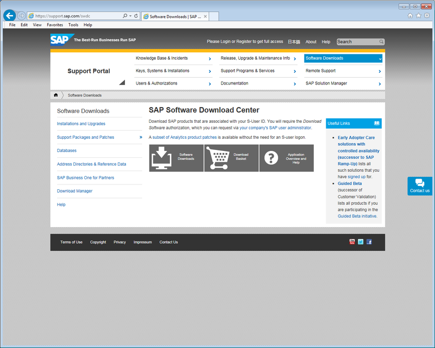 SAP Service Marketplace.