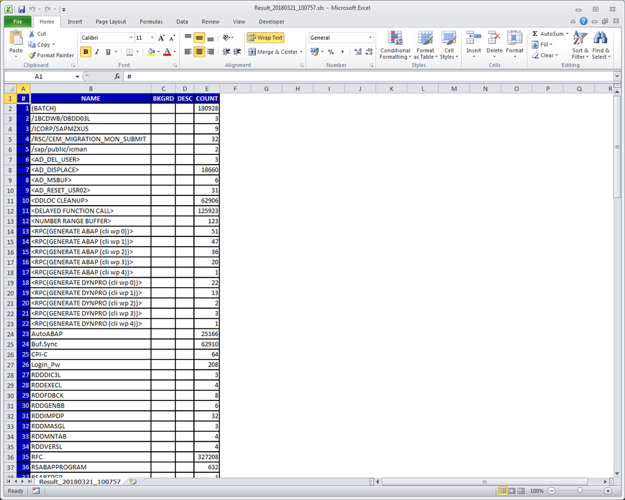 Microsoft Excel spreadsheet.