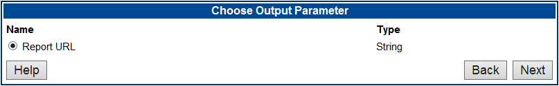 Choose Output Parameter screen.